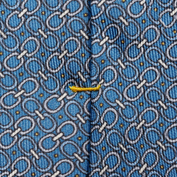 Mid Blue Geometric Print Silk Tie - ETON