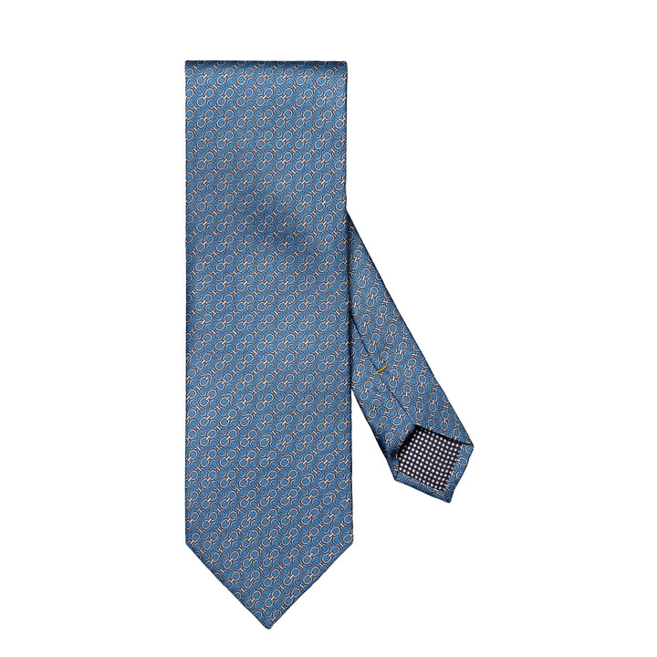 Mid Blue Geometric Print Silk Tie - ETON