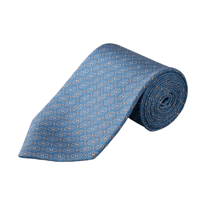 Mid Blue Geometric Print Silk Tie - ETON