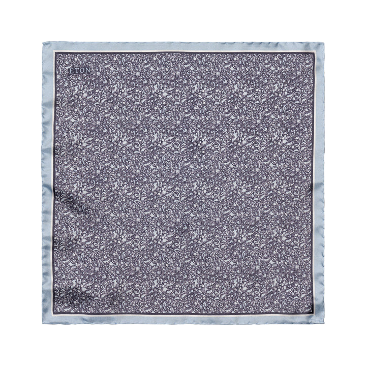 Dark Blue Paisley Print Silk Pocket Square - ETON