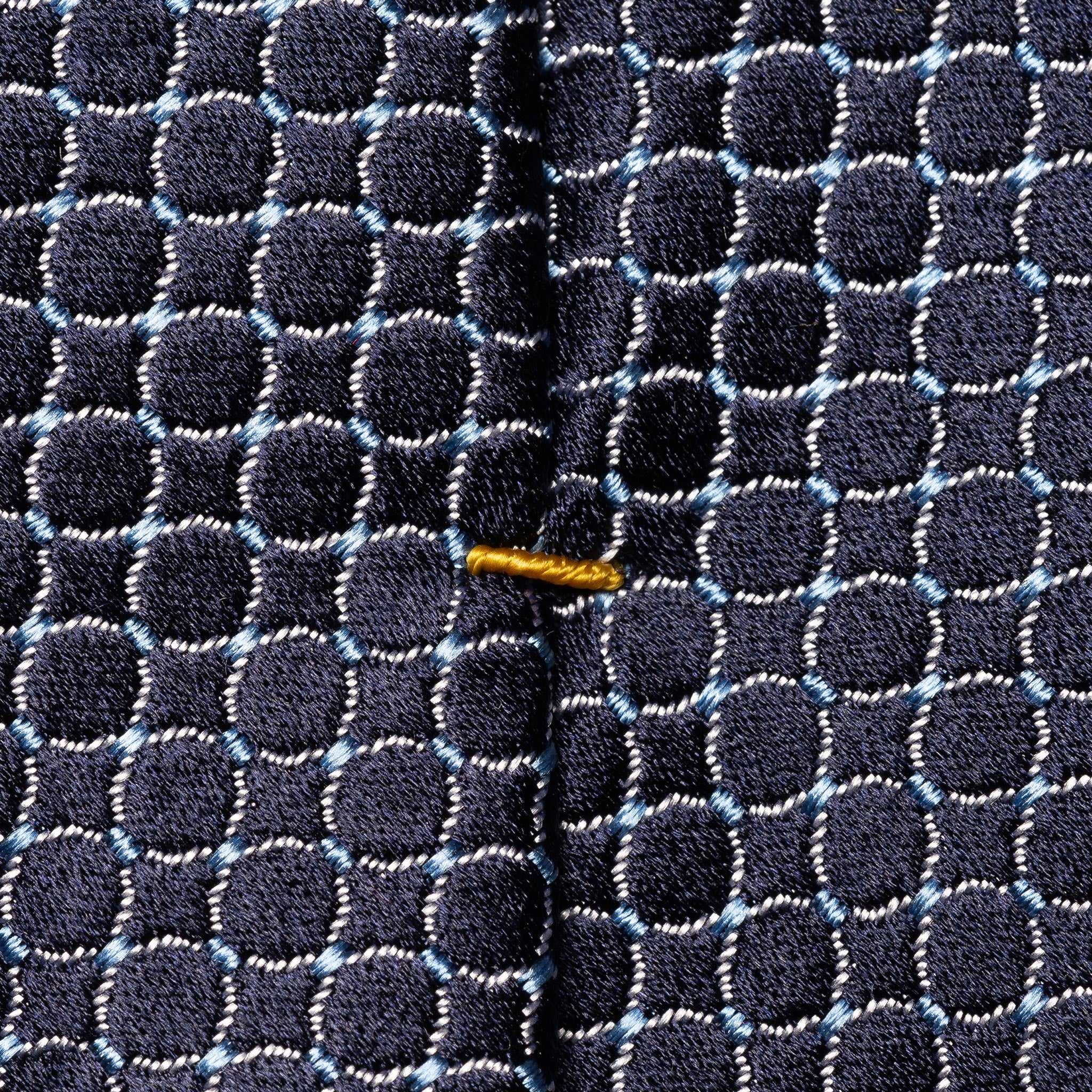 Navy Blue Geometric Pattern Silk Tie - ETON