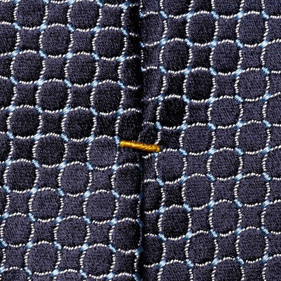 Navy Blue Geometric Pattern Silk Tie - ETON