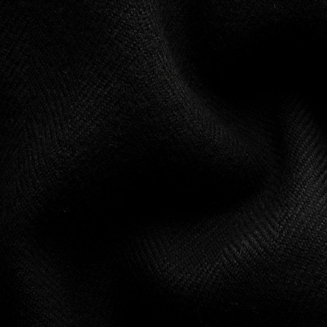 Black Herringbone Merino Wool Scarf - ETON