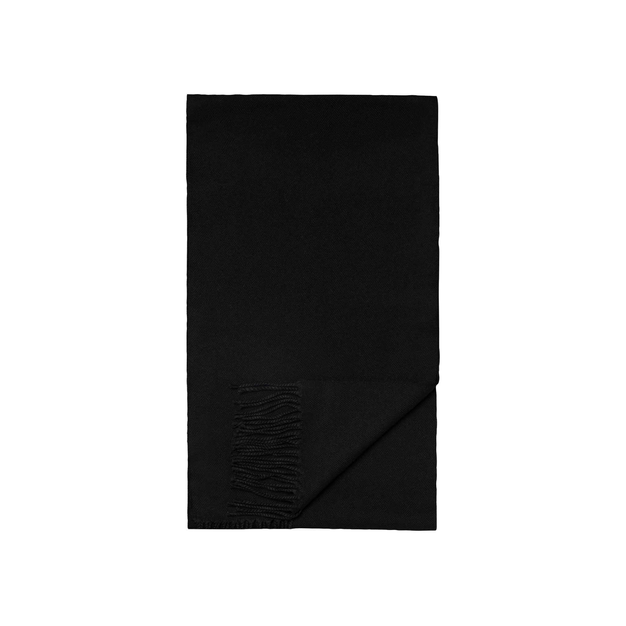 Black Herringbone Merino Wool Scarf - ETON