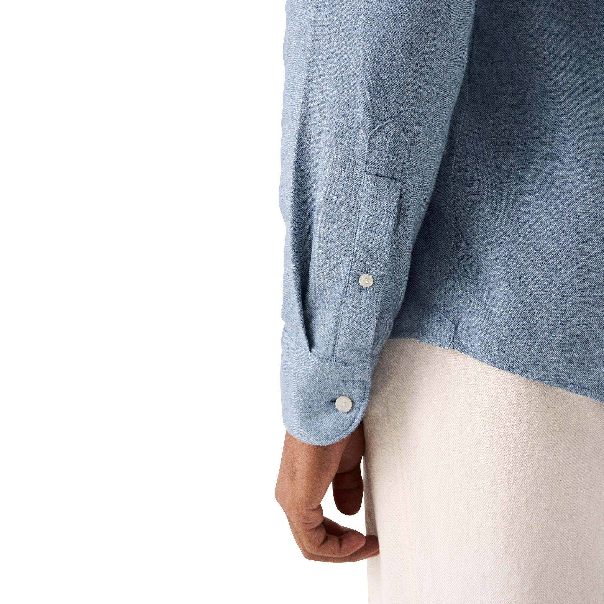 Blue Solid Cotton Flannel Slim Fit Shirt - ETON