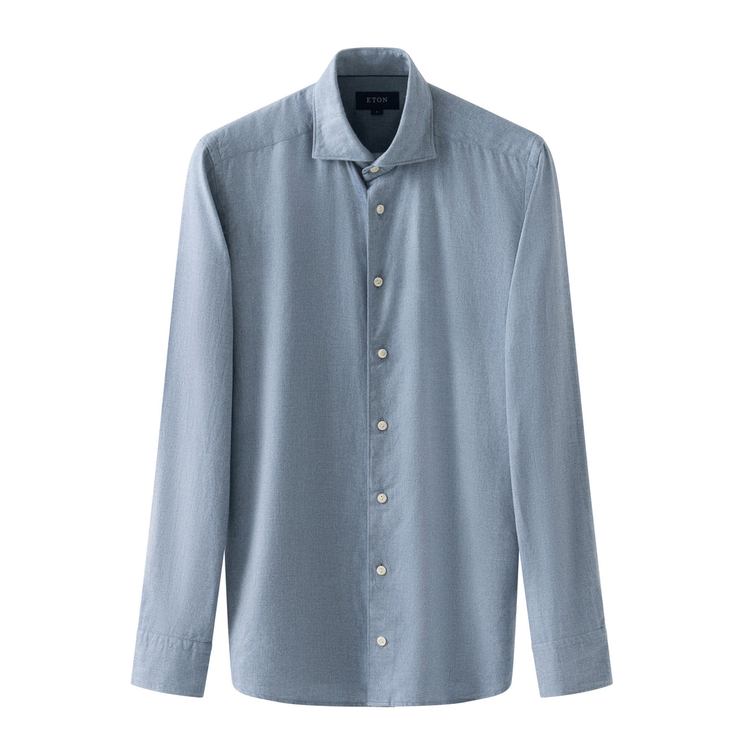 Blue Solid Cotton Flannel Slim Fit Shirt - ETON