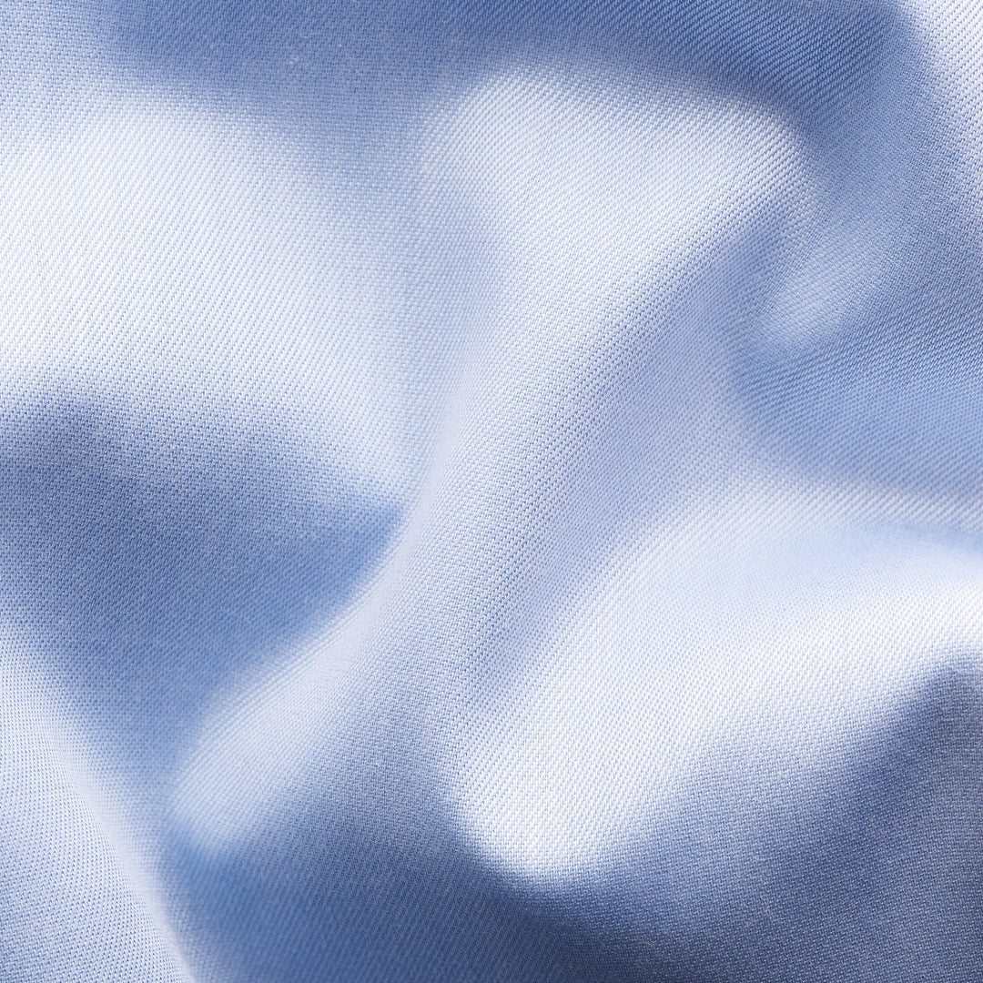 Light Blue Floral Print Trim Signature Twill Contemporary Fit Shirt - ETON