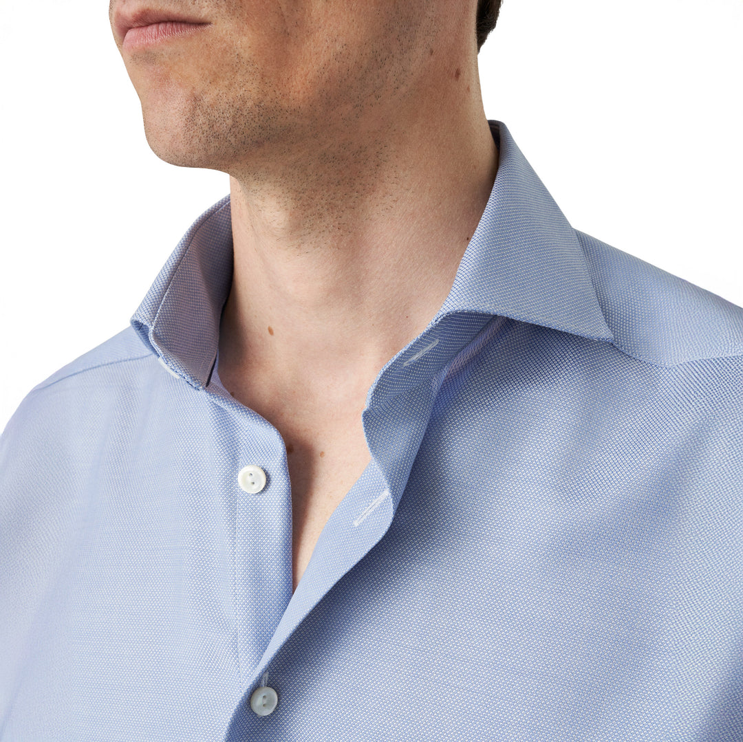 Light Blue Royal Oxford Merino Wool Slim Fit Shirt - ETON