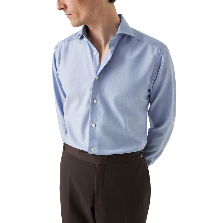 Light Blue Royal Oxford Merino Wool Slim Fit Shirt - ETON