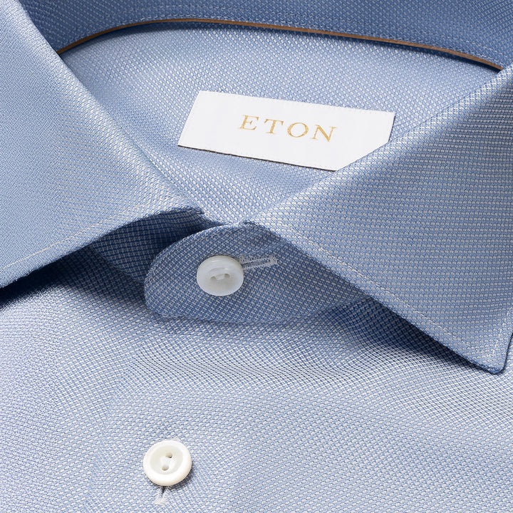 Light Blue Royal Oxford Merino Wool Slim Fit Shirt - ETON
