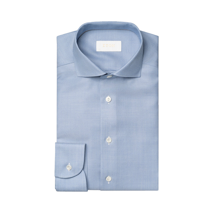 Light Blue Royal Oxford Merino Wool Slim Fit Shirt - ETON