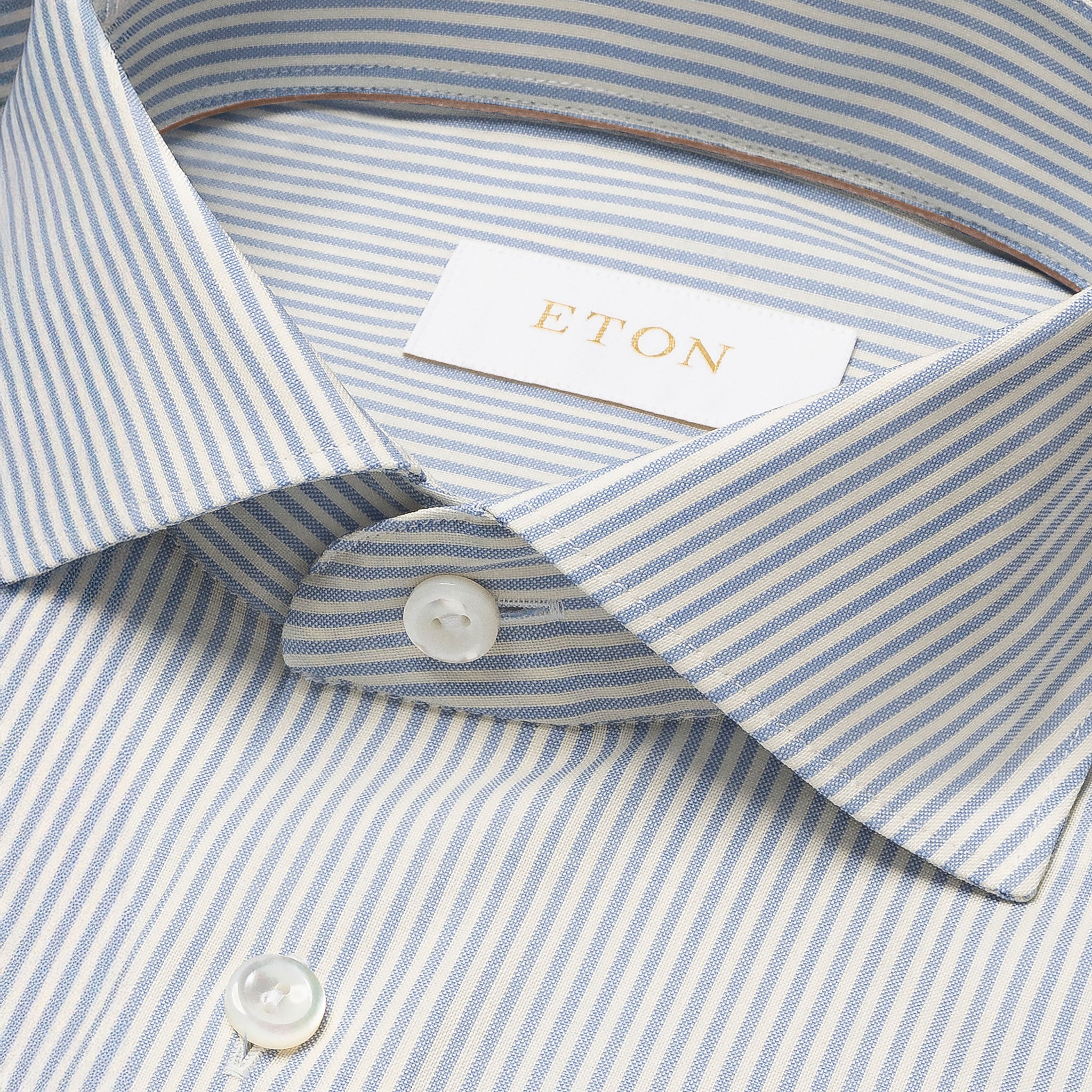 Light Blue Bengal Stripe Merino Wool Contemporary Fit Shirt - ETON
