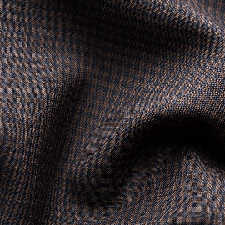 Dark Brown Micro Check Merino Wool Slim Fit Shirt - ETON