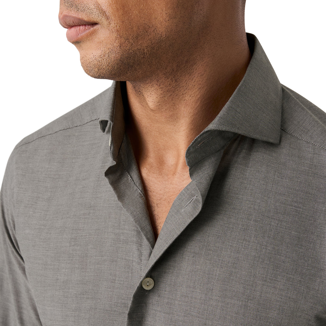Mid Gray Light Weight Flannel Slim Fit Shirt - ETON