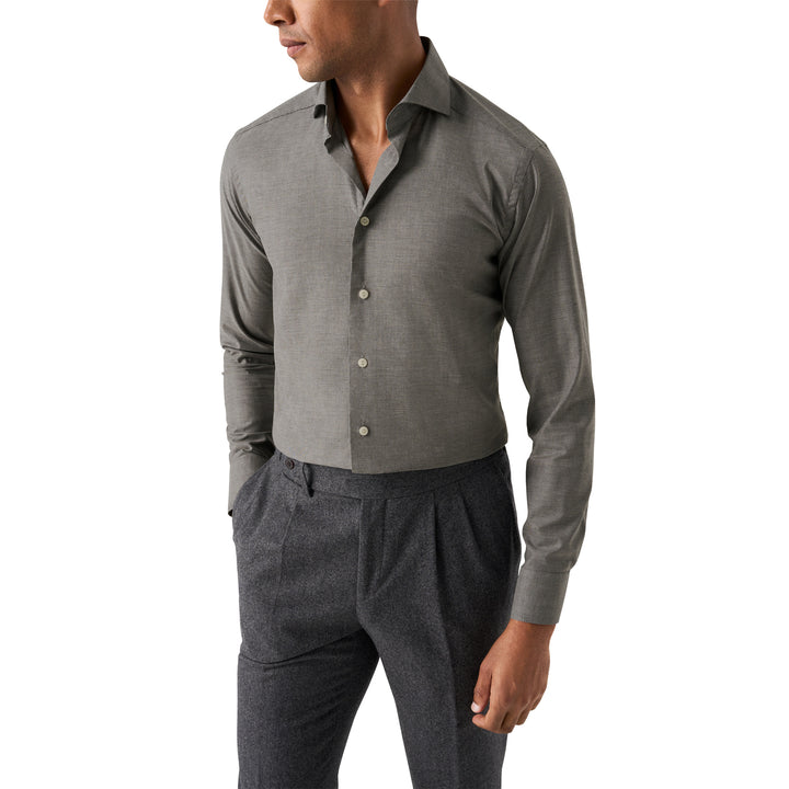 Mid Gray Light Weight Flannel Slim Fit Shirt - ETON