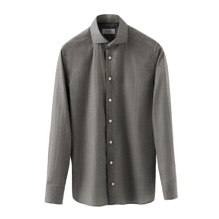 Mid Gray Light Weight Flannel Slim Fit Shirt - ETON