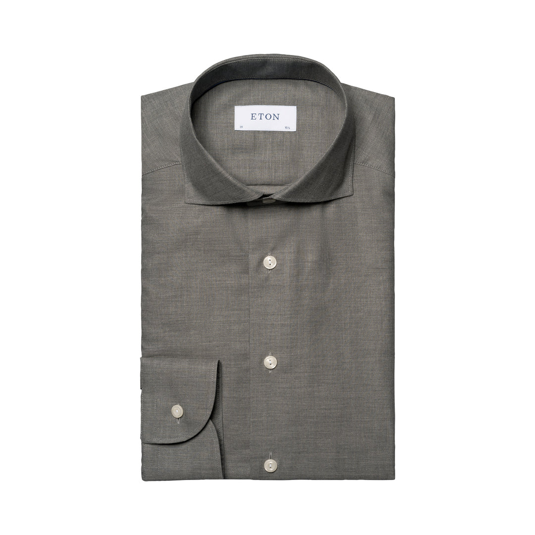 Mid Gray Light Weight Flannel Slim Fit Shirt - ETON