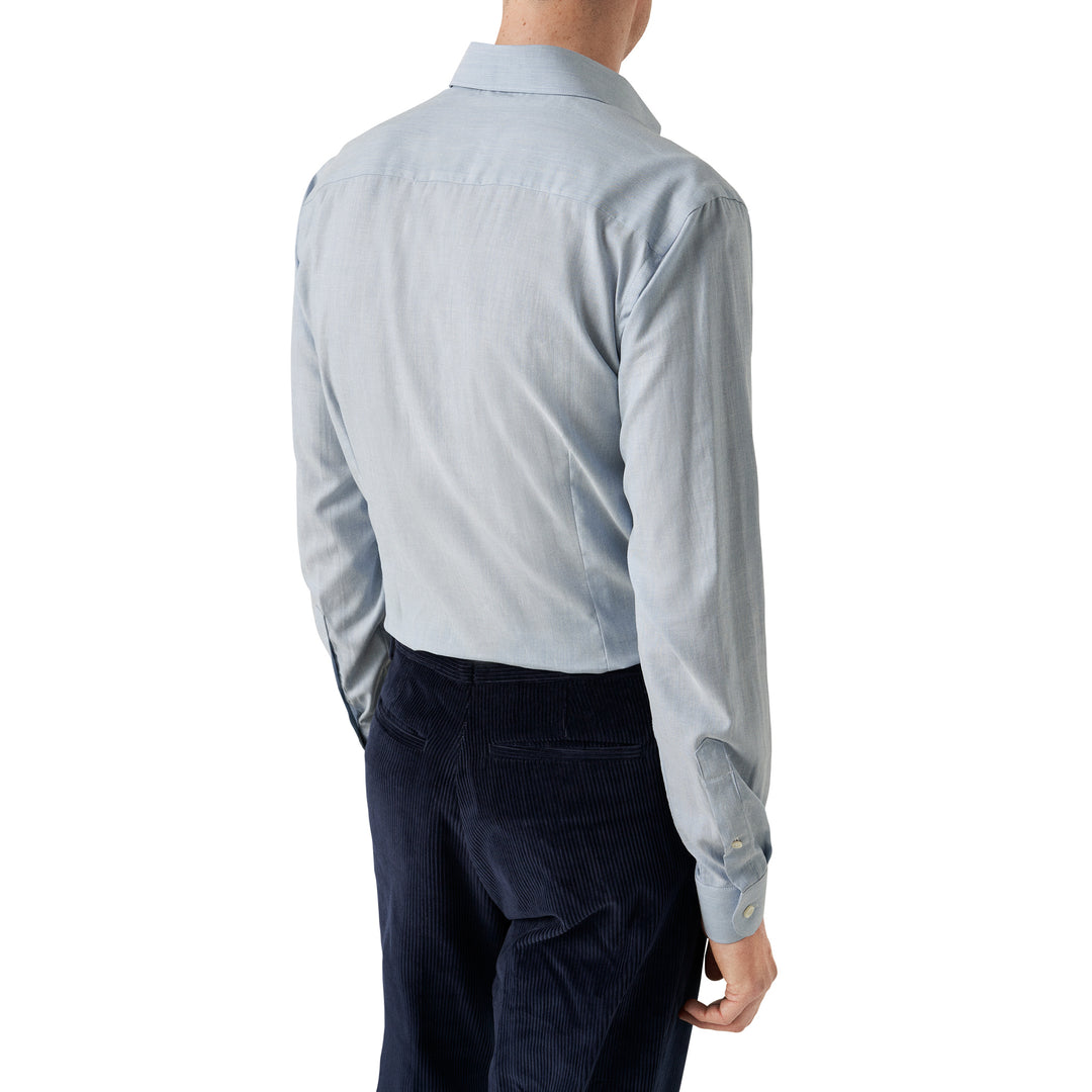 Light Blue Herringbone Light Weight Flannel Slim Fit Shirt - ETON