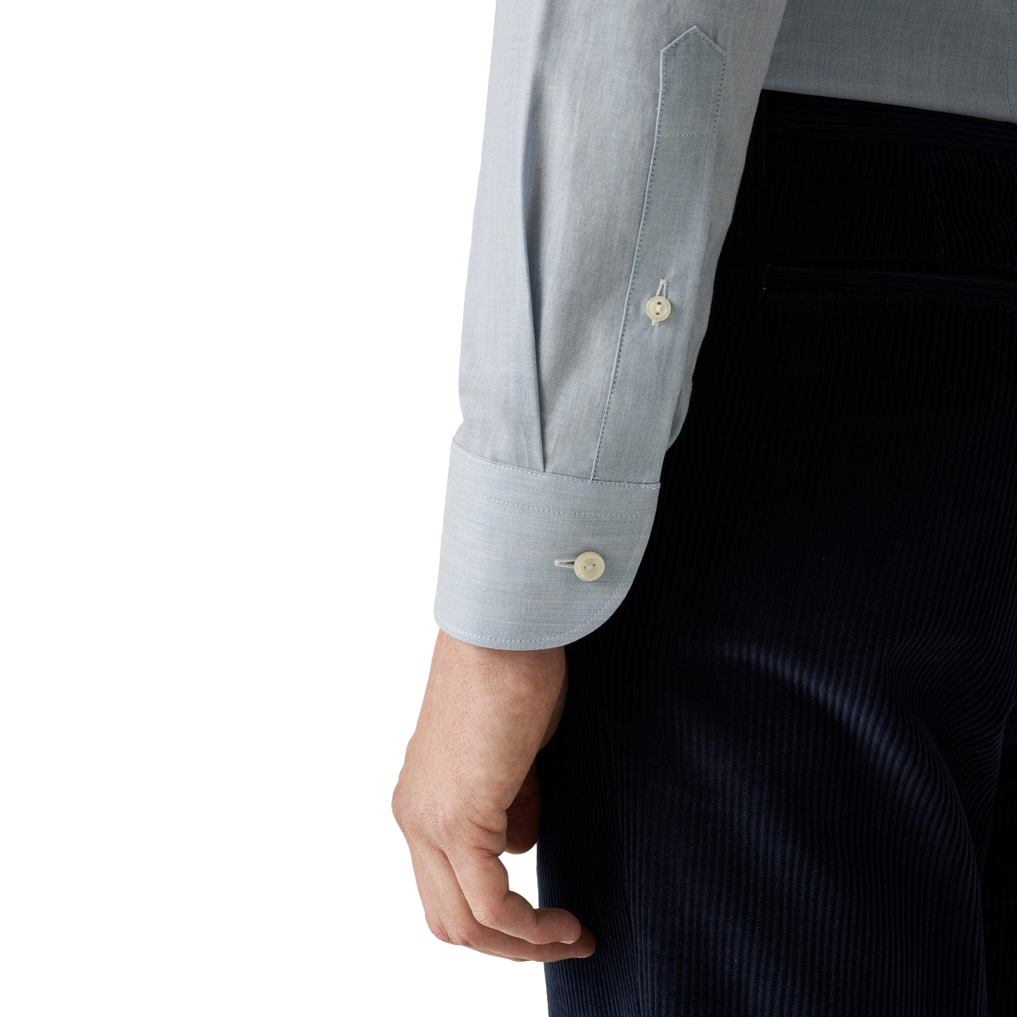 Light Blue Herringbone Light Weight Flannel Slim Fit Shirt - ETON