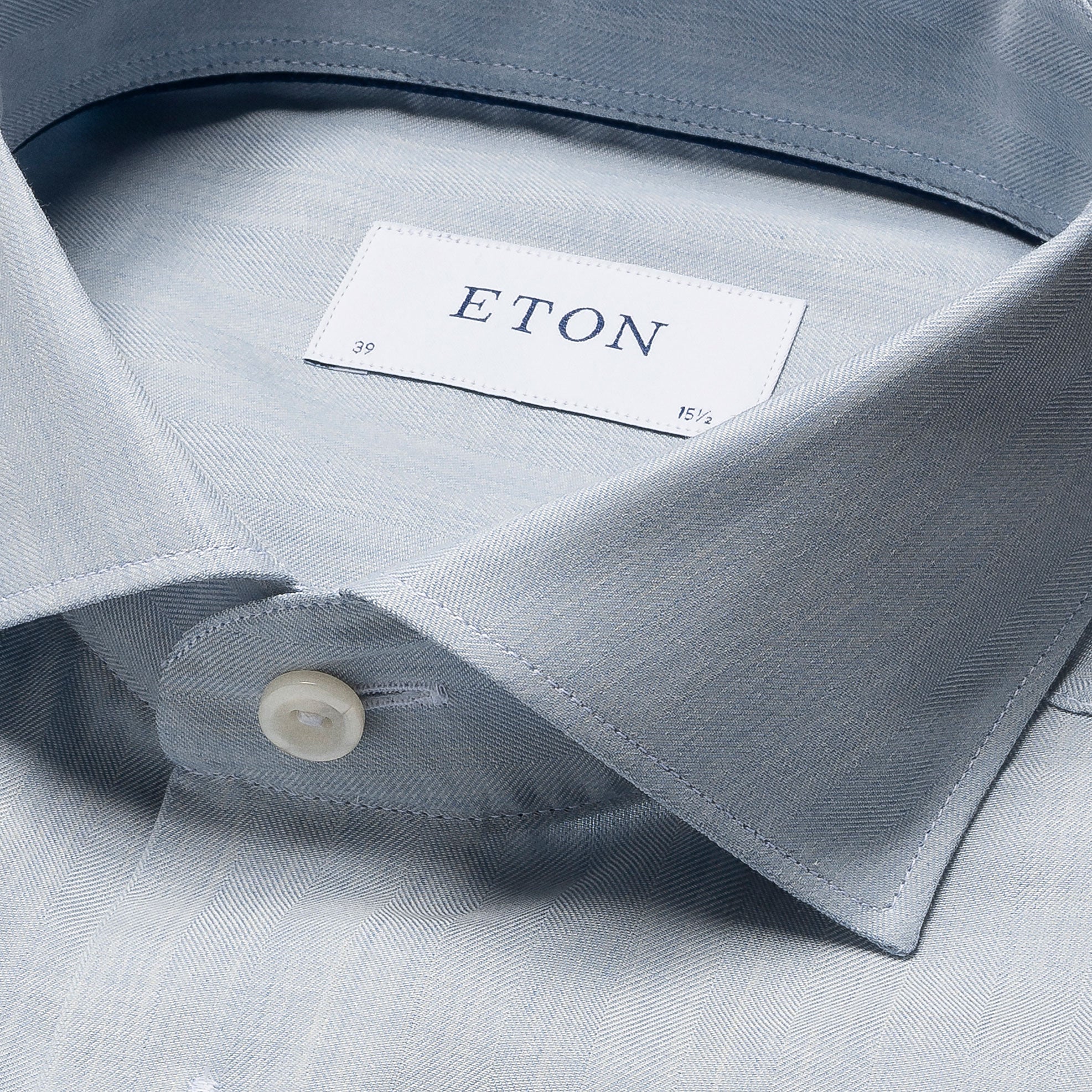 Light Blue Herringbone Light Weight Flannel Slim Fit Shirt - ETON