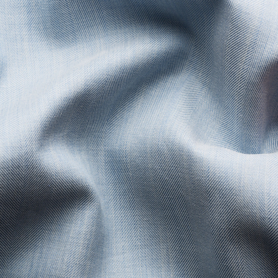 Light Blue Herringbone Light Weight Flannel Slim Fit Shirt - ETON