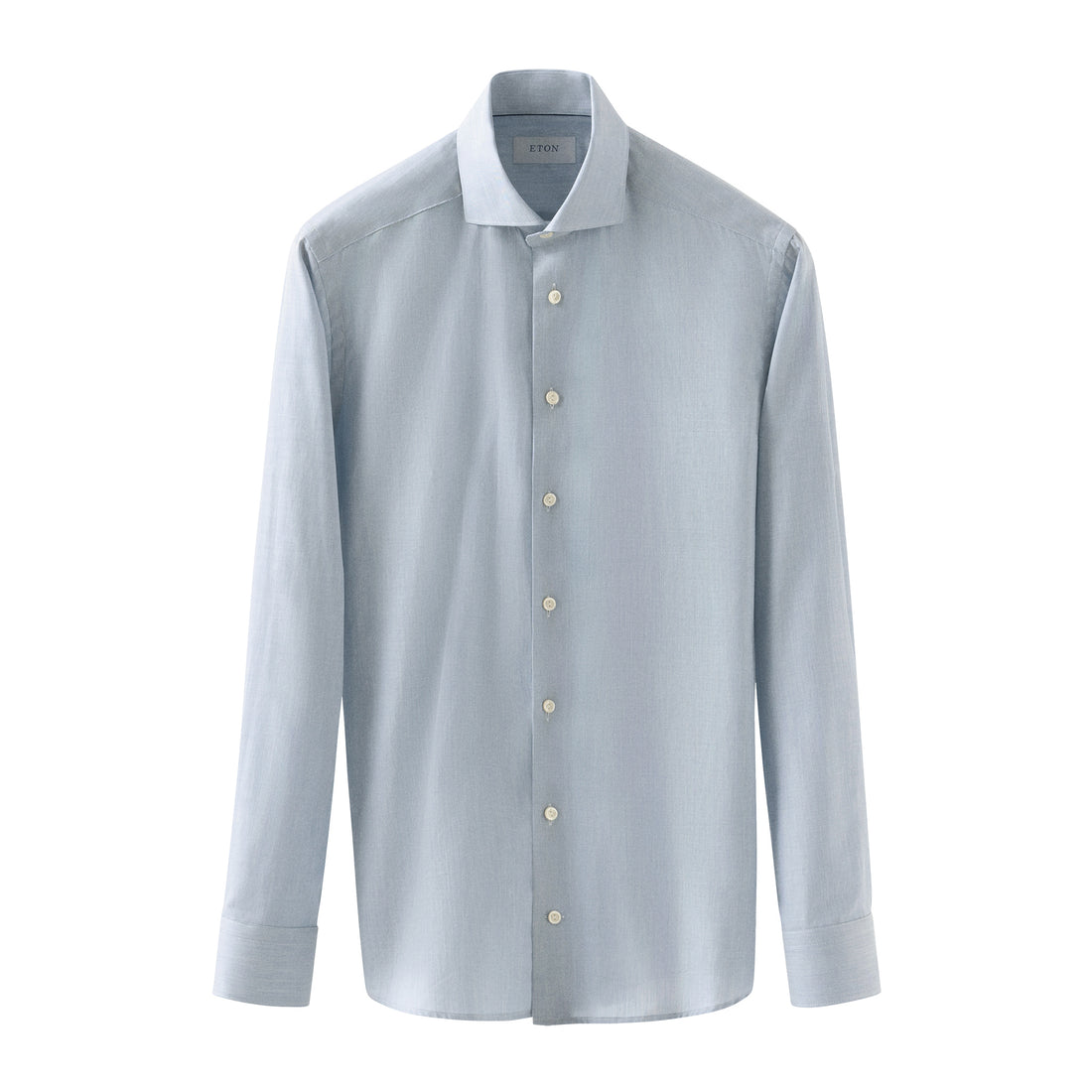 Light Blue Herringbone Light Weight Flannel Slim Fit Shirt - ETON
