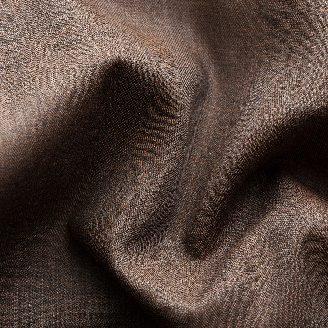 Dark Brown Herringbone Light Weight Flannel Slim Fit Shirt - ETON