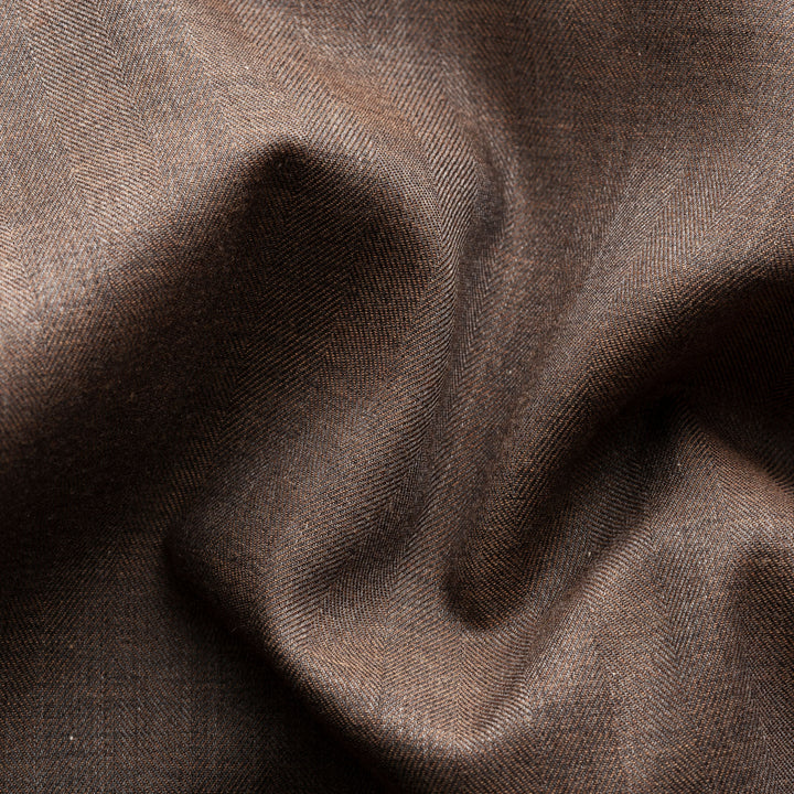 Dark Brown Herringbone Light Weight Flannel Slim Fit Shirt - ETON