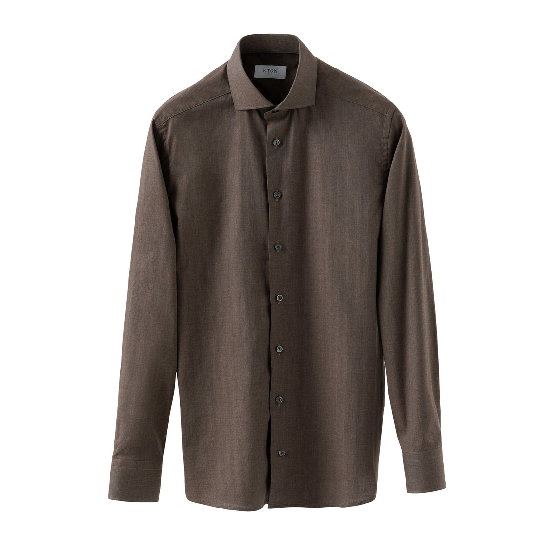 Dark Brown Herringbone Light Weight Flannel Slim Fit Shirt - ETON