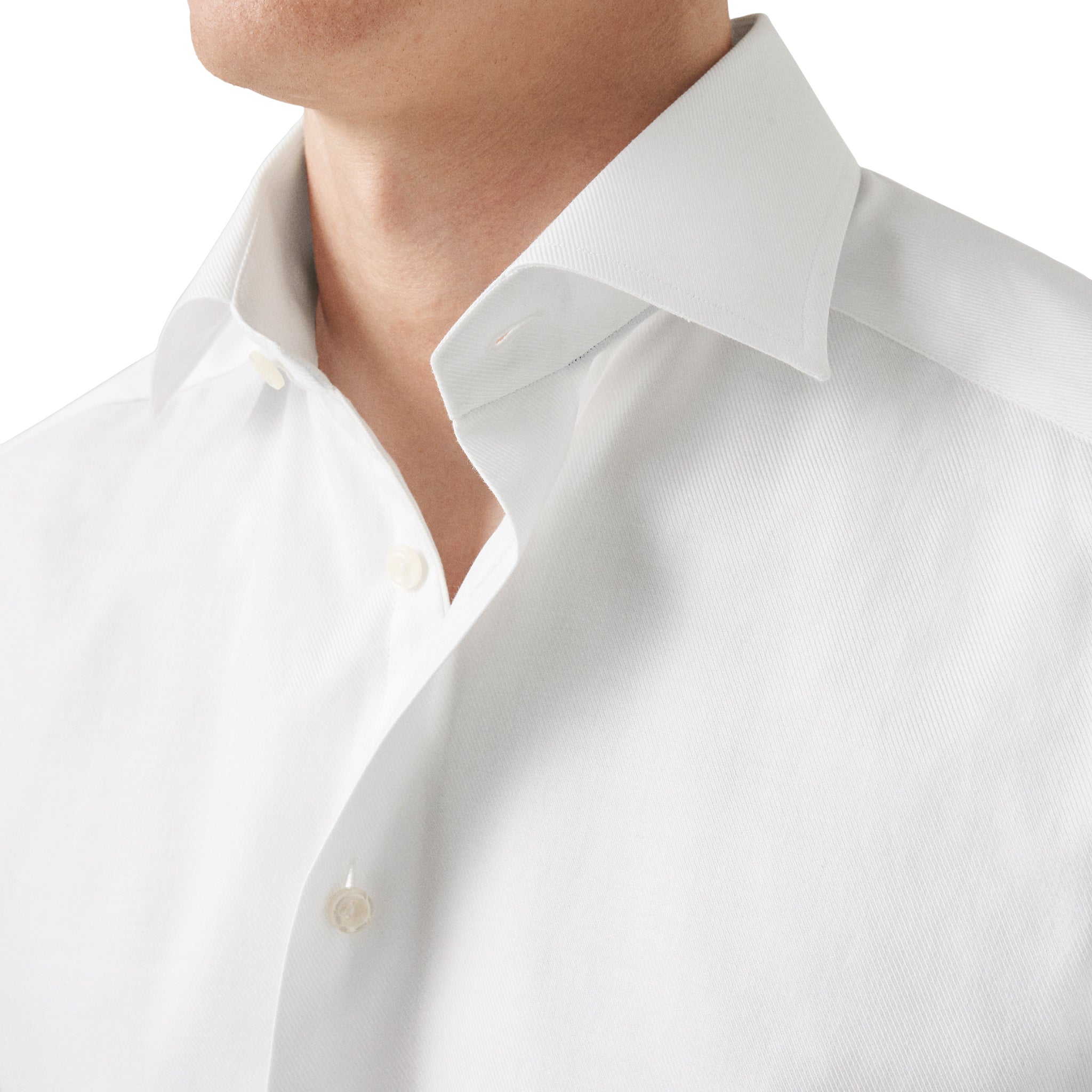White Mélange Semi-Solid Fine Twill Slim Fit Shirt - ETON - Boutique Jacques International