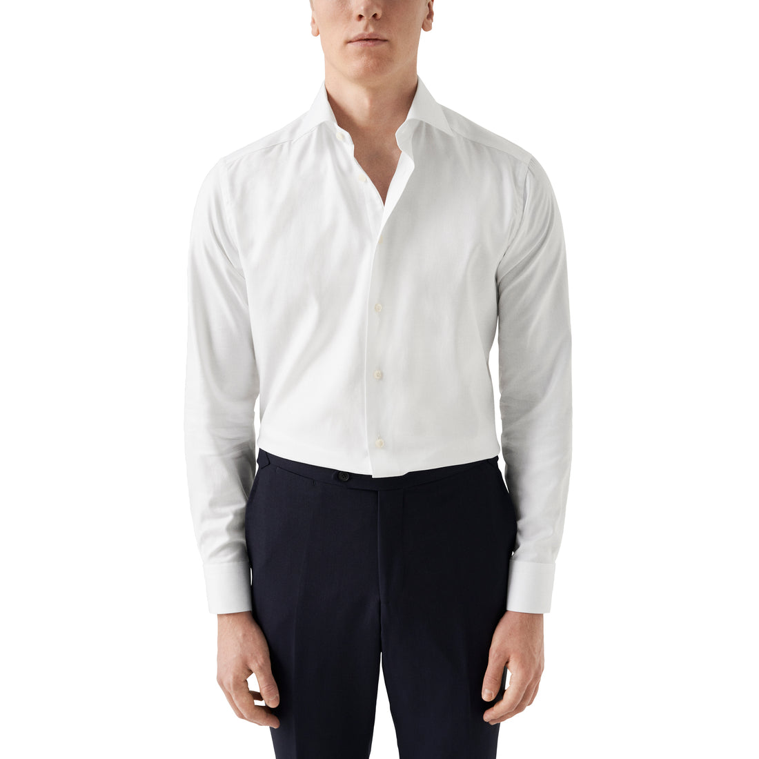 White Mélange Semi-Solid Fine Twill Slim Fit Shirt - ETON - Boutique Jacques International