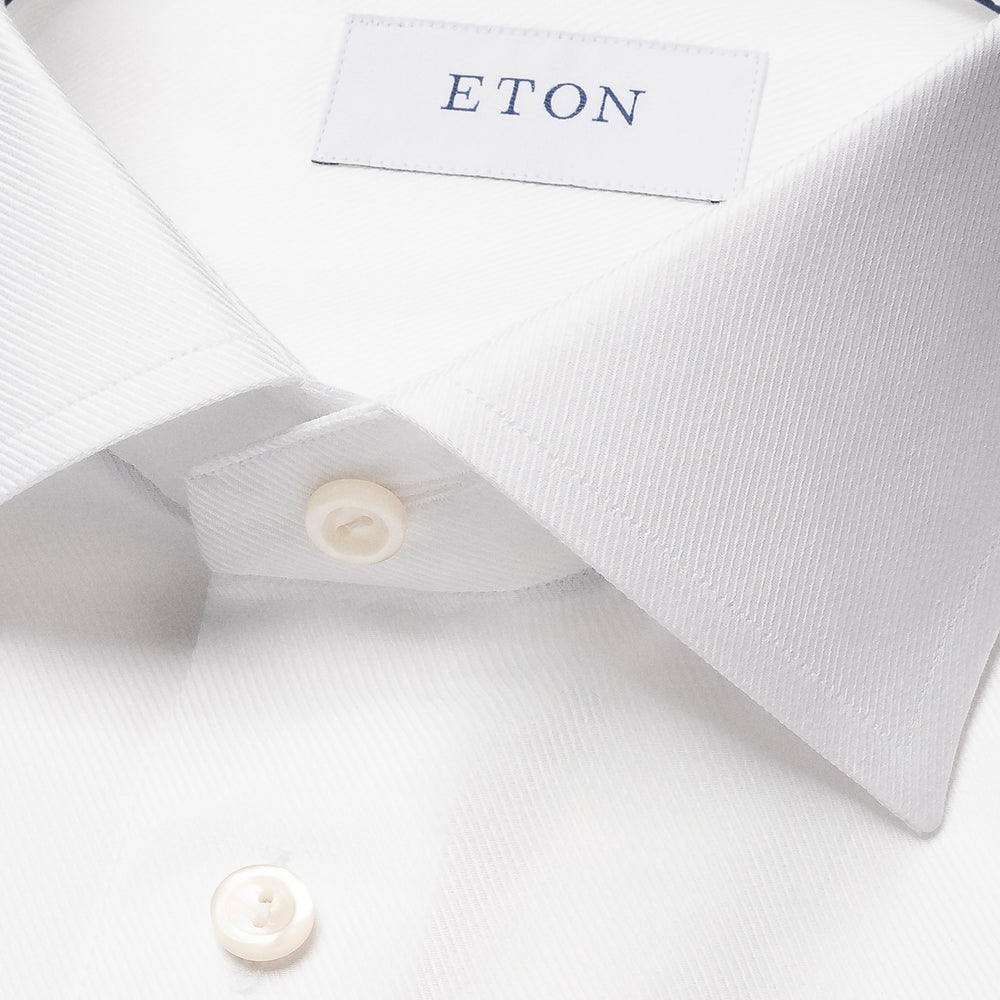 White Mélange Semi-Solid Fine Twill Slim Fit Shirt - ETON - Boutique Jacques International