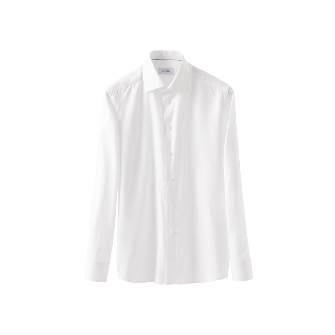White Mélange Semi-Solid Fine Twill Slim Fit Shirt - ETON - Boutique Jacques International