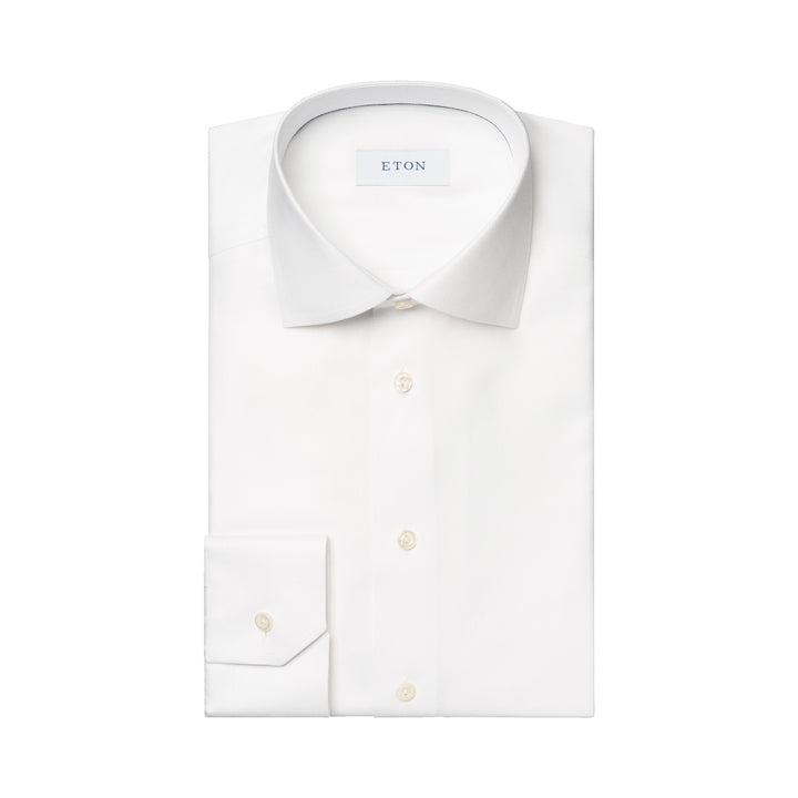 White Mélange Semi-Solid Fine Twill Slim Fit Shirt - ETON - Boutique Jacques International