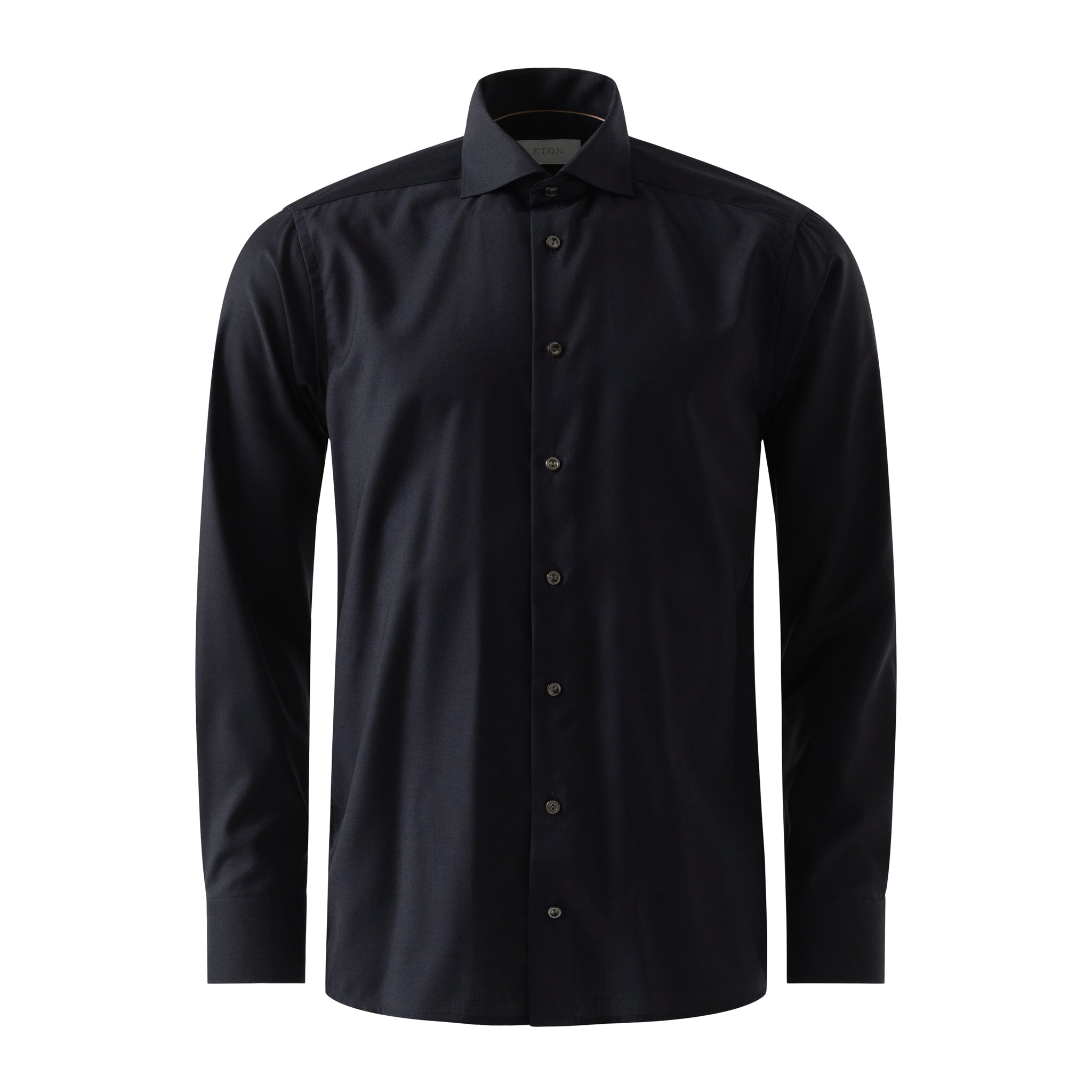 Midnight Blue Solid Merino Cashmere Slim Fit Shirt - ETON