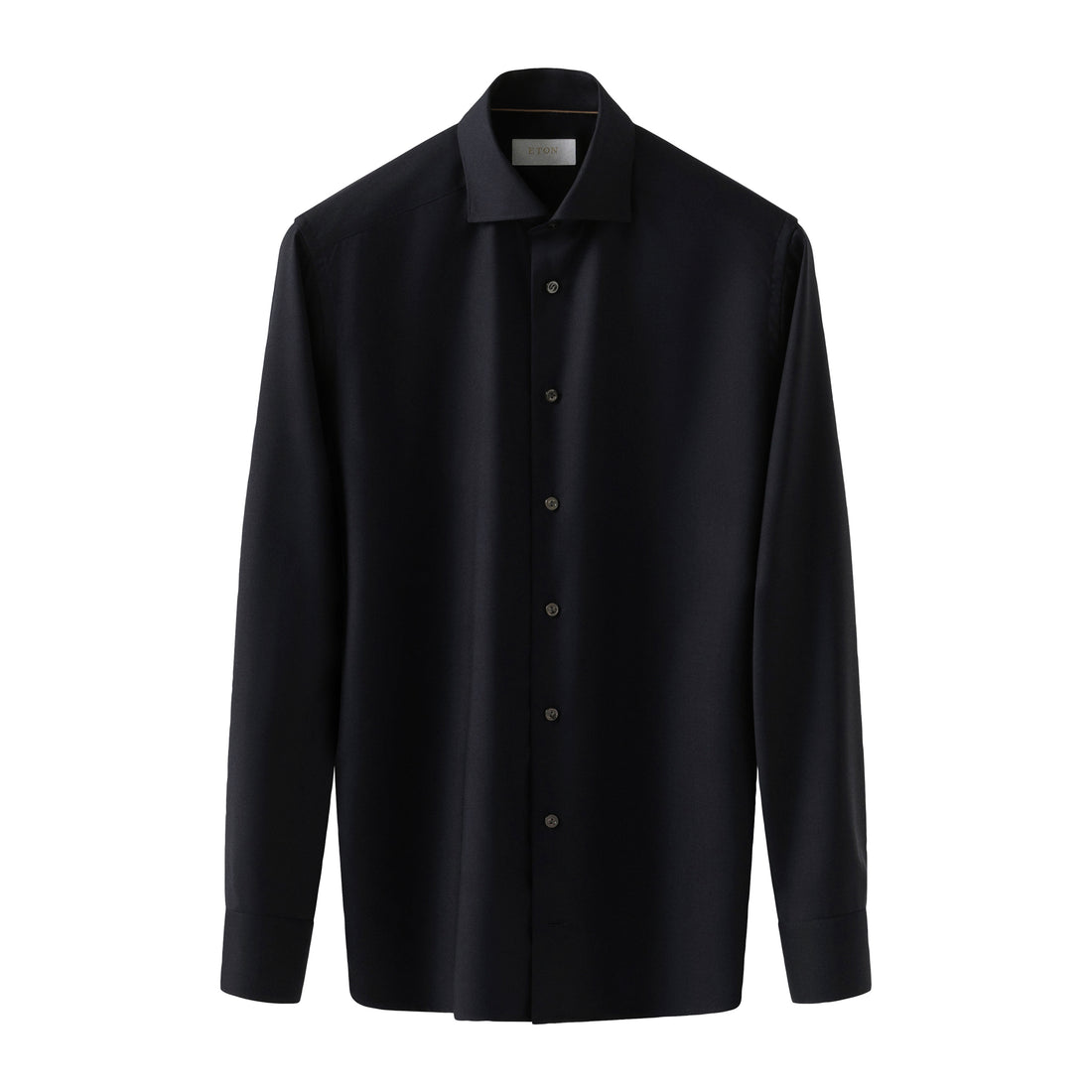 Midnight Blue Solid Merino Cashmere Slim Fit Shirt - ETON