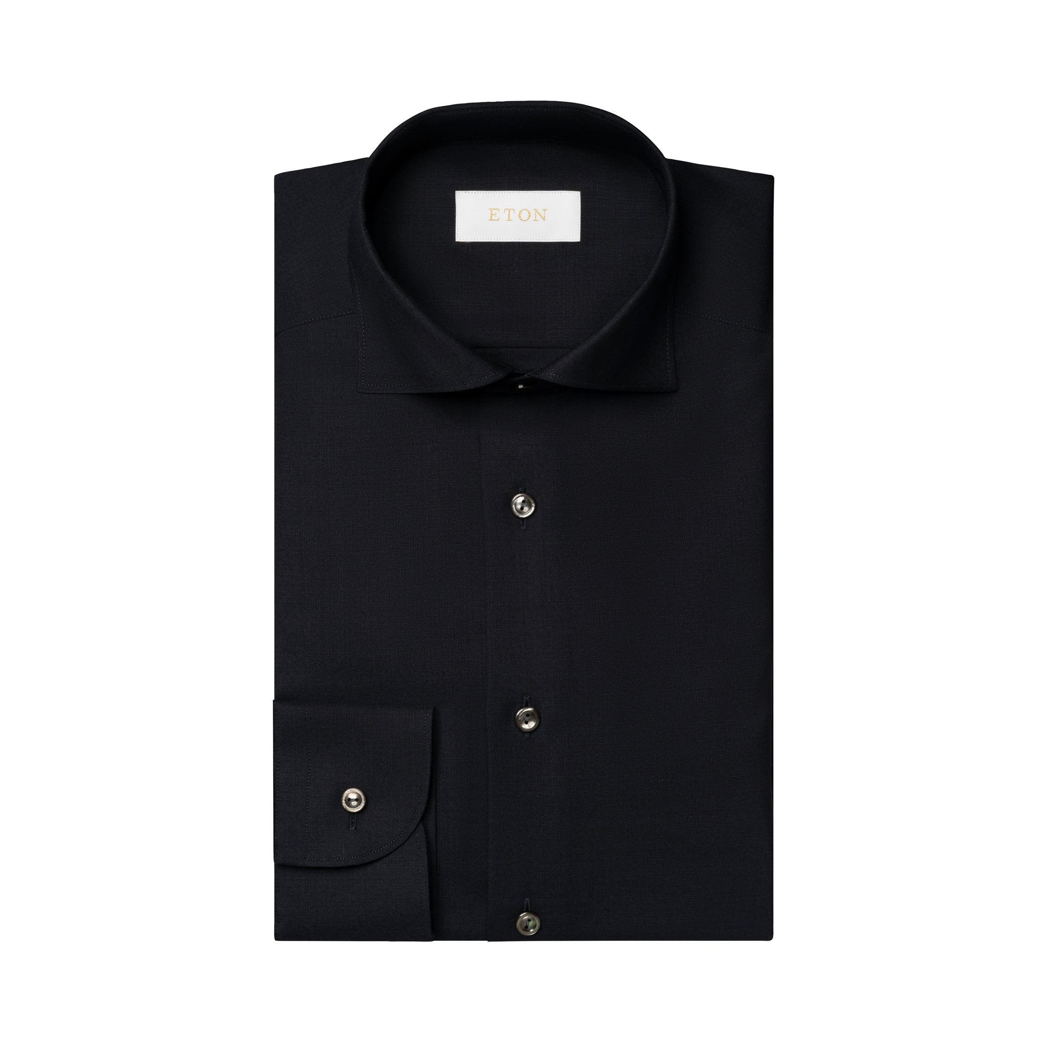 Midnight Blue Solid Merino Cashmere Slim Fit Shirt - ETON