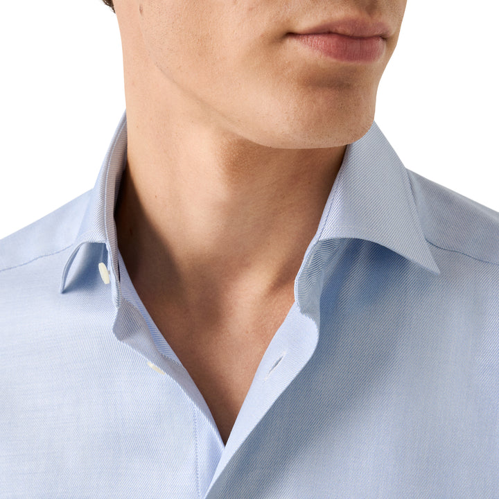 Light Blue Mélange Cotton-Tencel Lyocell Contemporary Fit Shirt - ETON
