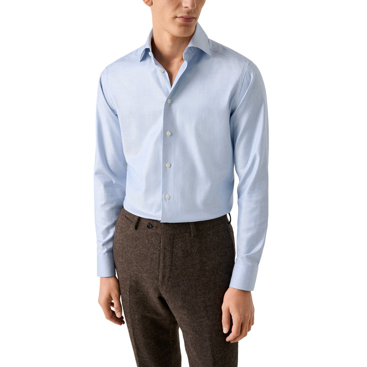 Light Blue Mélange Cotton-Tencel Lyocell Contemporary Fit Shirt - ETON