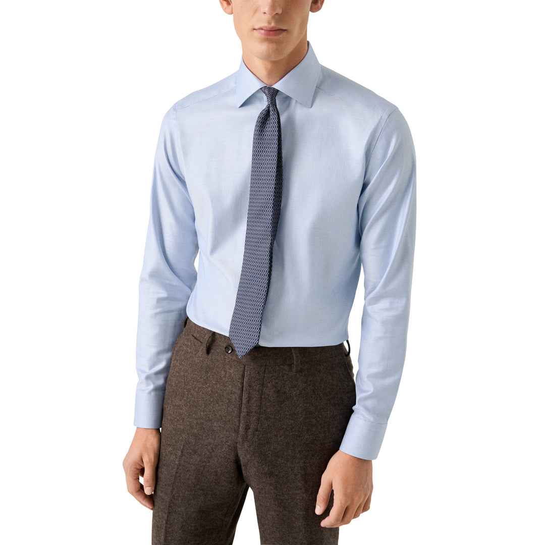 Light Blue Mélange Cotton-Tencel Lyocell Contemporary Fit Shirt - ETON
