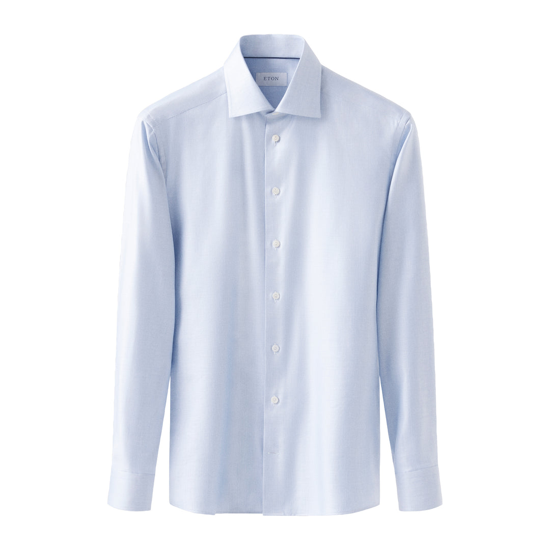 Light Blue Mélange Cotton-Tencel Lyocell Contemporary Fit Shirt - ETON