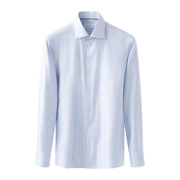 Light Blue Mélange Cotton-Tencel Lyocell Contemporary Fit Shirt - ETON