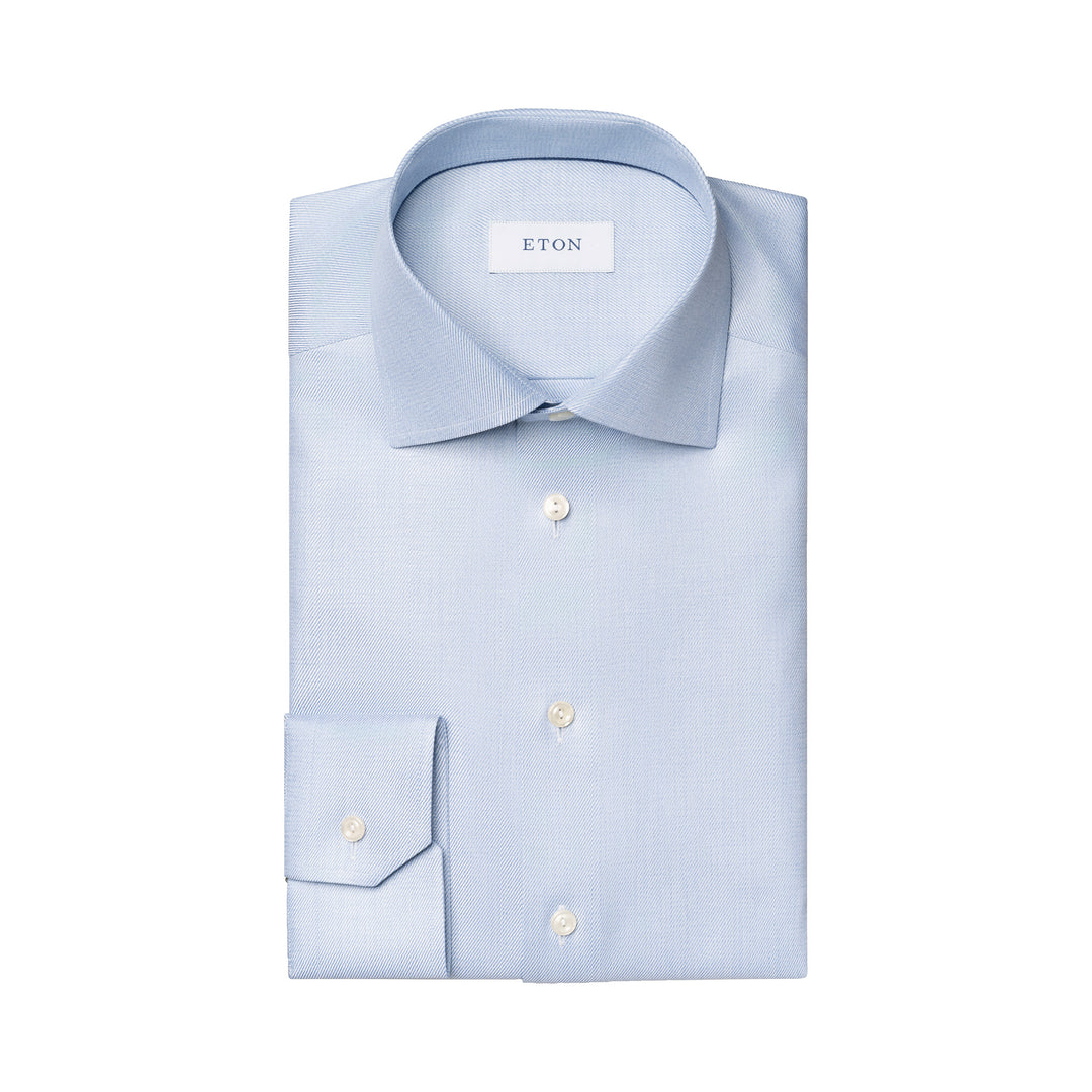 Light Blue Mélange Cotton-Tencel Lyocell Contemporary Fit Shirt - ETON