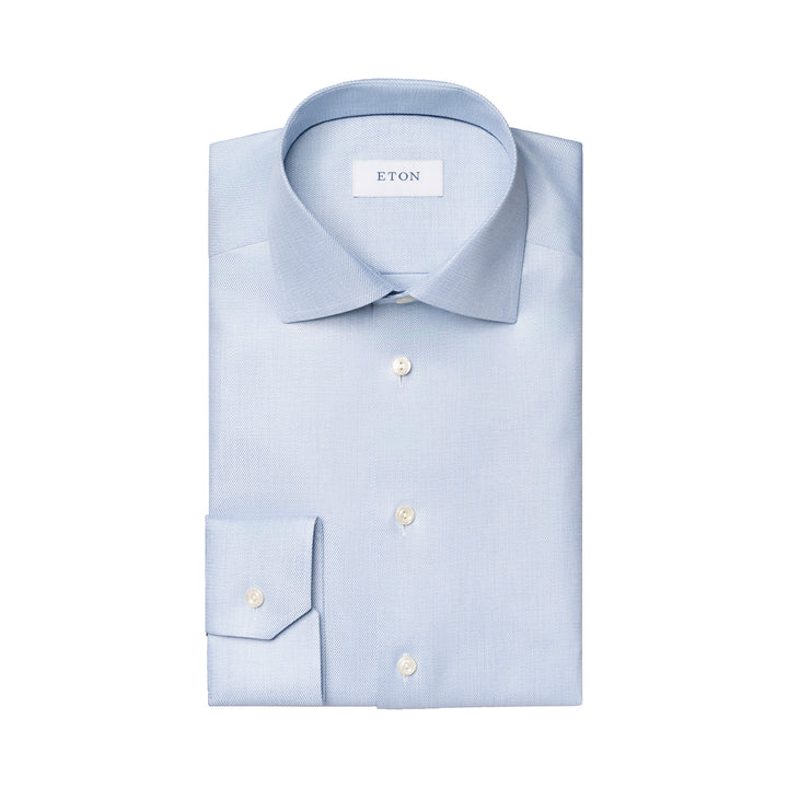 Light Blue Mélange Cotton-Tencel Lyocell Contemporary Fit Shirt - ETON