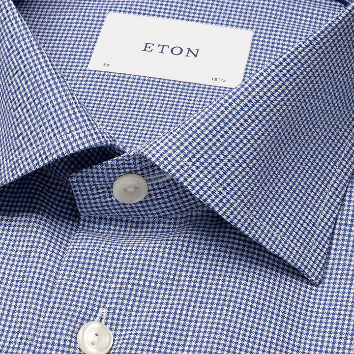 Mid Blue Fine Check Signature Twill Contemporary Fit Shirt - ETON