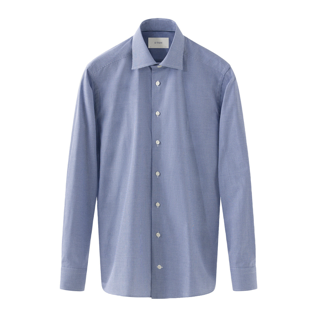 Mid Blue Fine Check Signature Twill Contemporary Fit Shirt - ETON