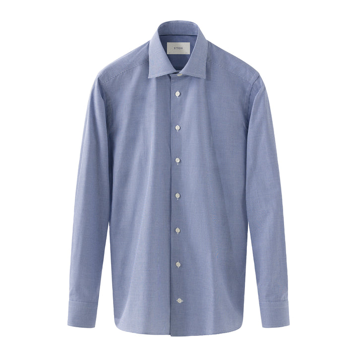 Mid Blue Fine Check Signature Twill Contemporary Fit Shirt - ETON