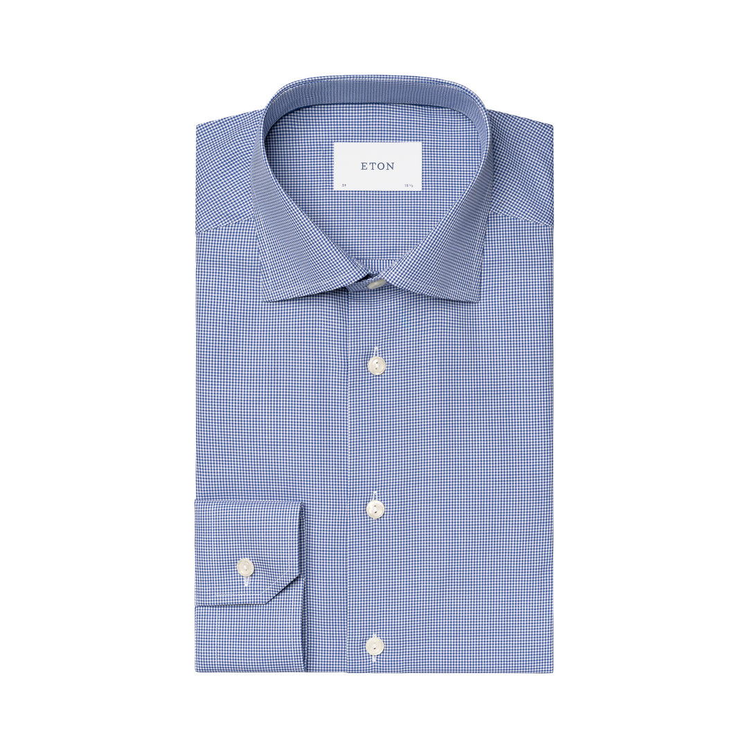 Mid Blue Fine Check Signature Twill Contemporary Fit Shirt - ETON