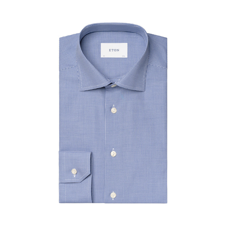 Mid Blue Fine Check Signature Twill Contemporary Fit Shirt - ETON