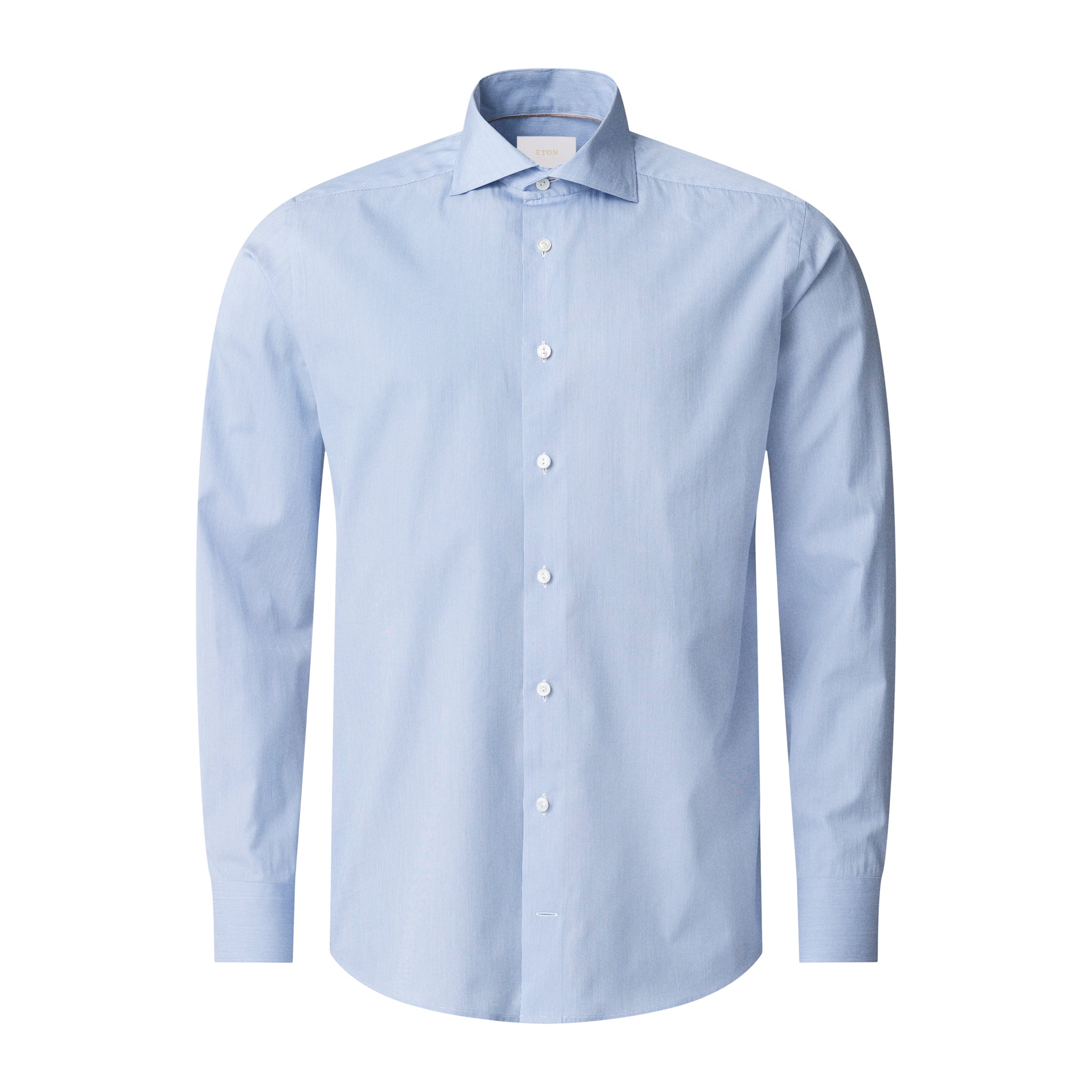 Blue Elevated Cotton-Silk Fine Stripe Slim Fit Dress Shirt - ETON